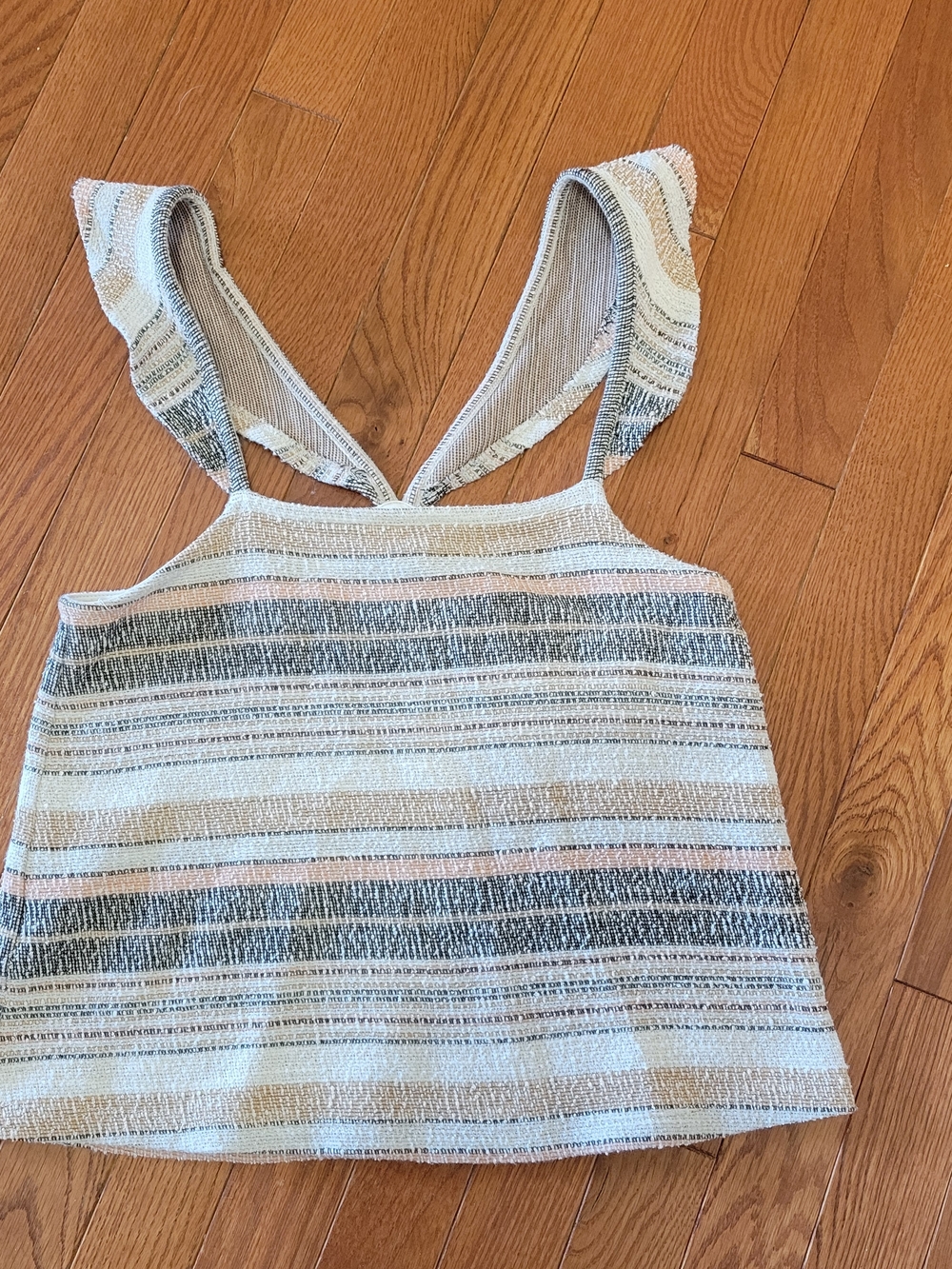 Madewell Cotton Knit Tank Top Ruffle Strap Boxy Fit Summer Boho